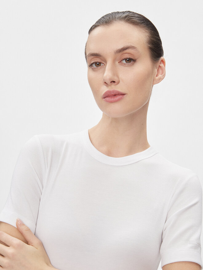 Calvin Klein Calvin Klein T-Shirt Modal Rib Ss Tee K20K206404 Λευκό Slim Fit
