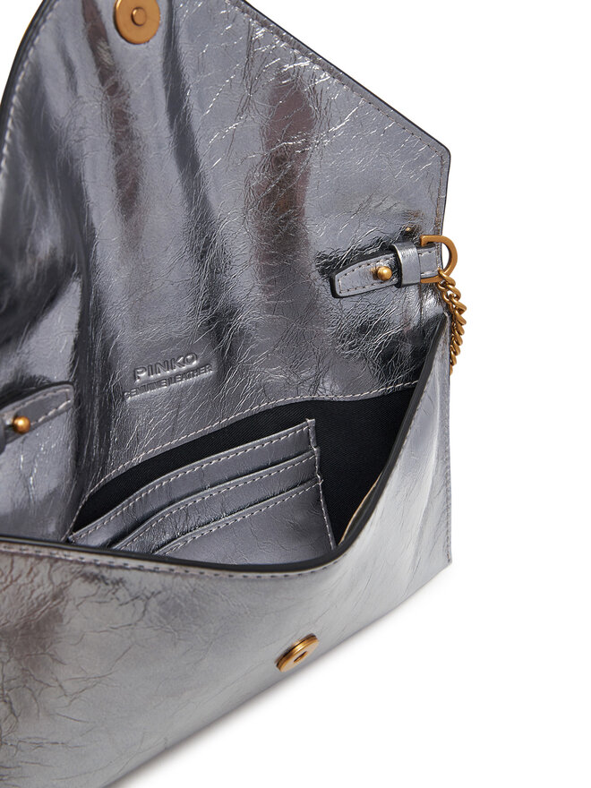PINKO Handtasche PINKO Flat Purse Mini AI 25-26 PCPL 105347 A2OT Silberfarben