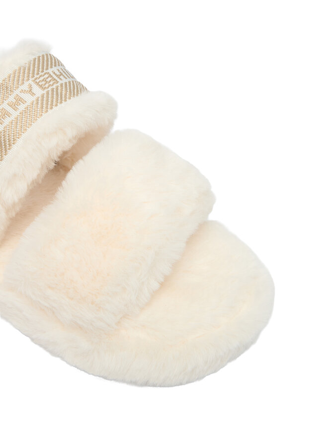 Tommy Hilfiger Pantofole Tommy Hilfiger Hilfiger Fur Slipper FW0FW08854 Bianco