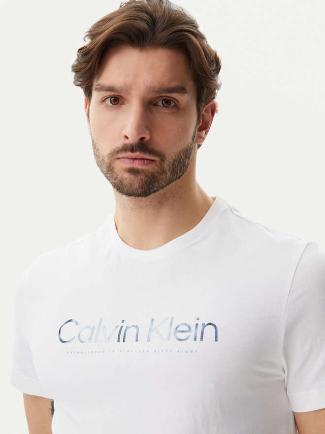 Calvin Klein Calvin Klein Marškinėliai Satin Bonded Logo K10K114162 Balta Regular Fit