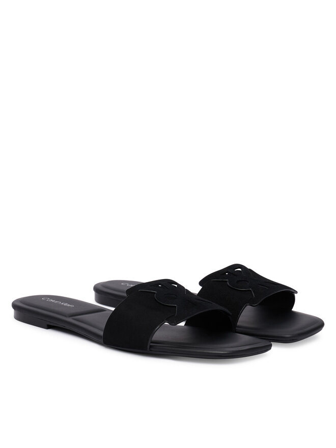 Calvin Klein Pantoletten Calvin Klein Square Flat Sndl Embl Suede HW0HW03055 Schwarz