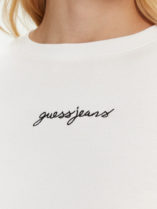 Guess Jeans Guess Jeans Marškinėliai W5RI57 KA0H1 Balta Slim Fit