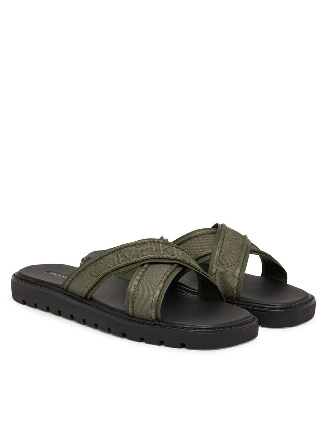 Calvin Klein Pantoletten Calvin Klein Sq Molded Sandal Xcross Wb HM0HM02101 Grün