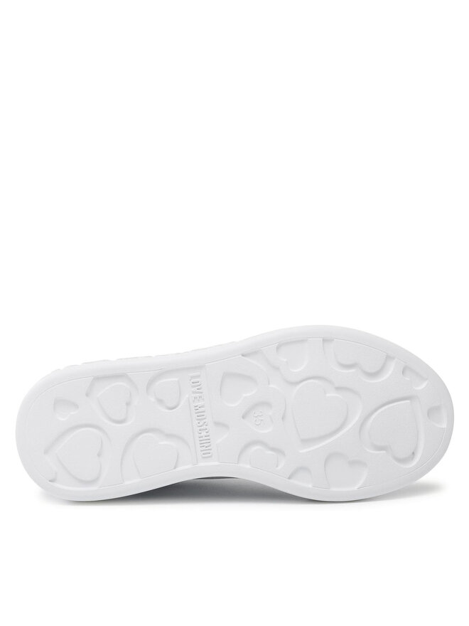 Love Moschino Damen Sneaker – Aus Kalbsleder, Weiß (Bianco), Größe 35 EU
