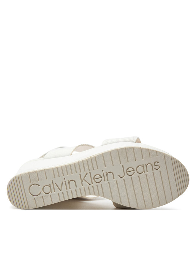 Calvin Klein Jeans Сандали Calvin Klein Jeans Wedge Sandal Webbing In Mr YW0YW01360 Бял