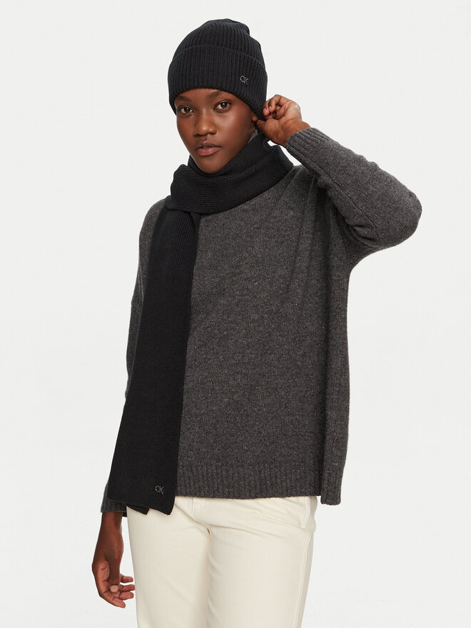 Calvin Klein Σετ Κασκόλ και Σκούφος Calvin Klein Chunky K60K612621 Μαύρο