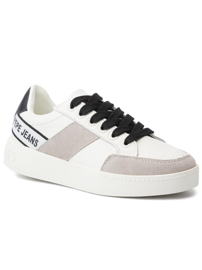 Sneakersy Pepe Jeans Brixton Tape PLS30891 Bia y eobuwie .pl