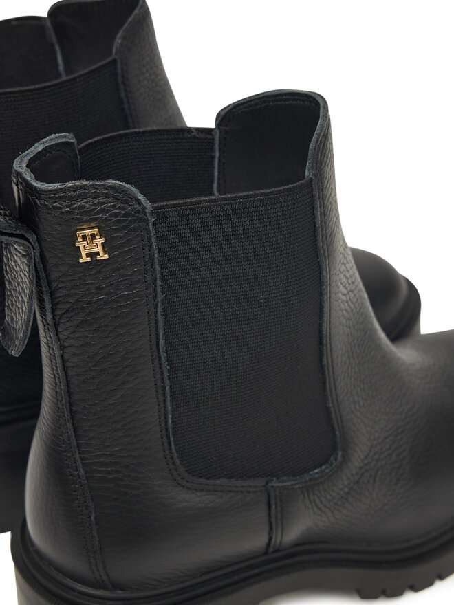 Tommy Hilfiger Stivaletti Tommy Hilfiger Th Leather Chelsea Cleated Heel FW0FW08774 Nero