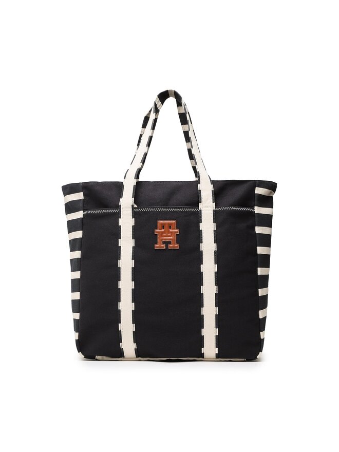 Tommy Hilfiger Ročna torba Tommy Hilfiger Th Coastal Prep Breton Tote AM0AM11079 Mornarsko modra