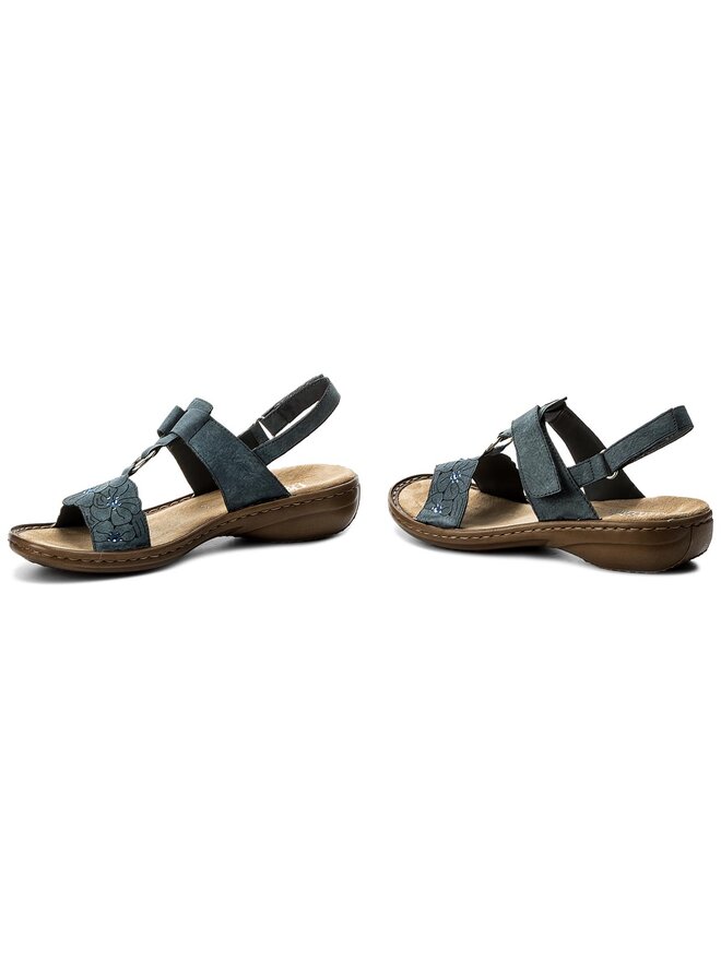 Rieker Damen 60843 Sandalen - Offene Keilabsatz Sandalen