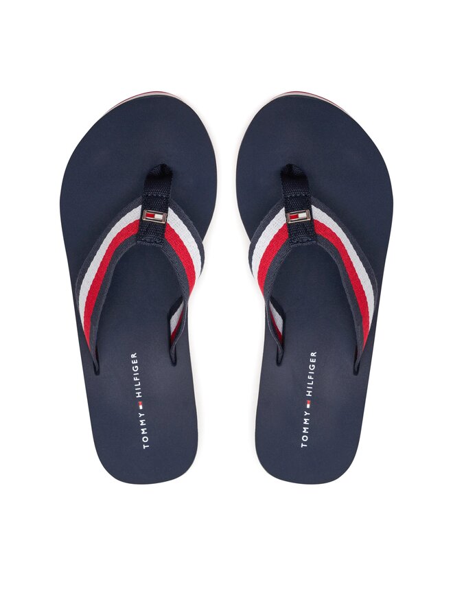 Tommy Hilfiger Zehentrenner Tommy Hilfiger Corporate Wedge Beach Sandal FW0FW07987 Bunt