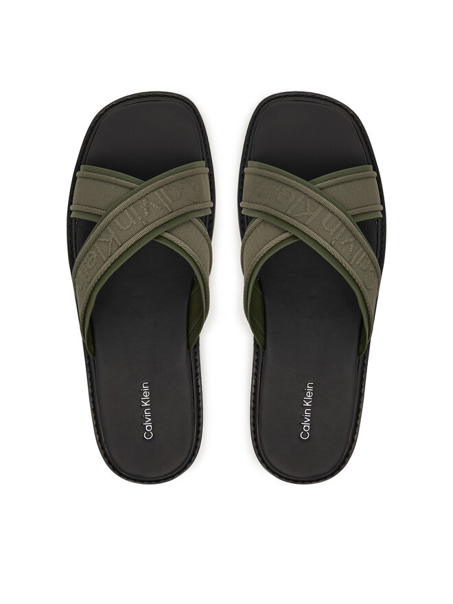 Calvin Klein Pantoletten Calvin Klein Sq Molded Sandal Xcross Wb HM0HM02101 Grün