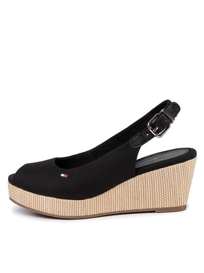 Tommy Hilfiger Εσπαντρίγιες Tommy Hilfiger Iconic Elba Sling Back Wedge FW0FW04788 Μαύρο
