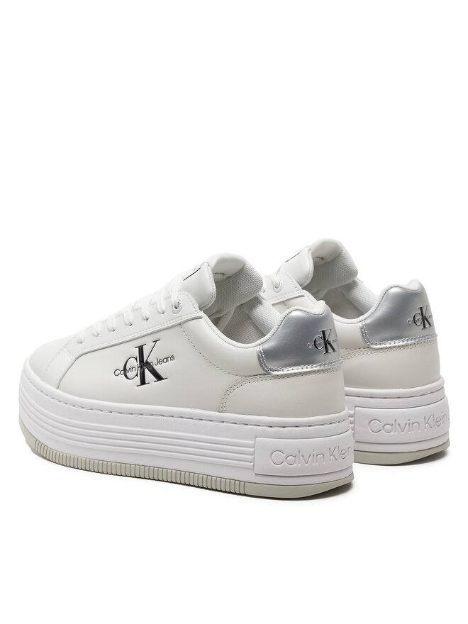 Calvin Klein Jeans Sneakersy Calvin Klein Jeans Bold Platf Low Lace Lth Ml Mtl YW0YW01516 Bílá