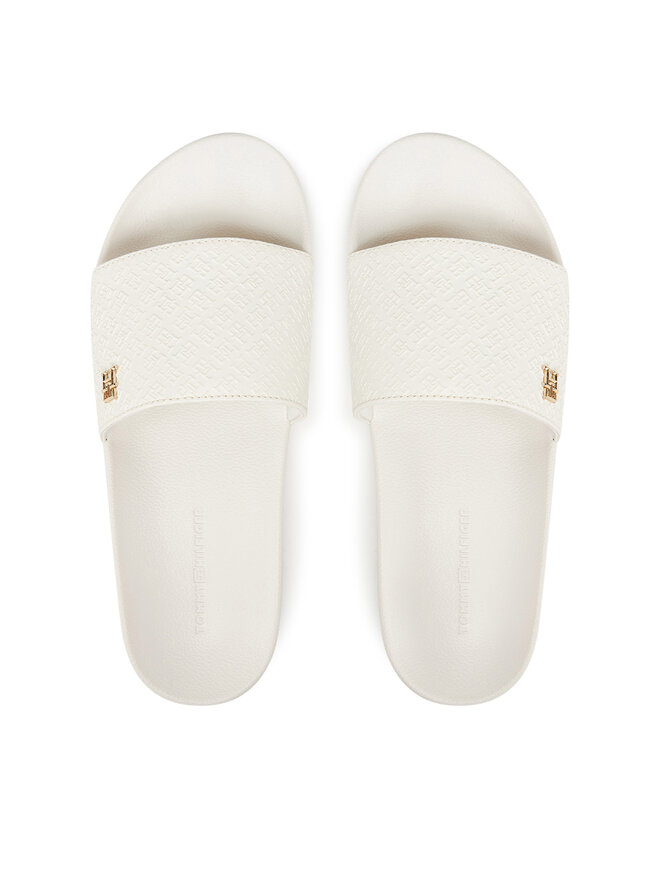 Tommy Hilfiger Pantoletten Tommy Hilfiger Th Monogram Poolside FW0FW08525 Weiß