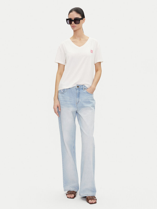 HUGO HUGO T-Shirt Nika_T-Shirt 50540046 Εκρού Regular Fit