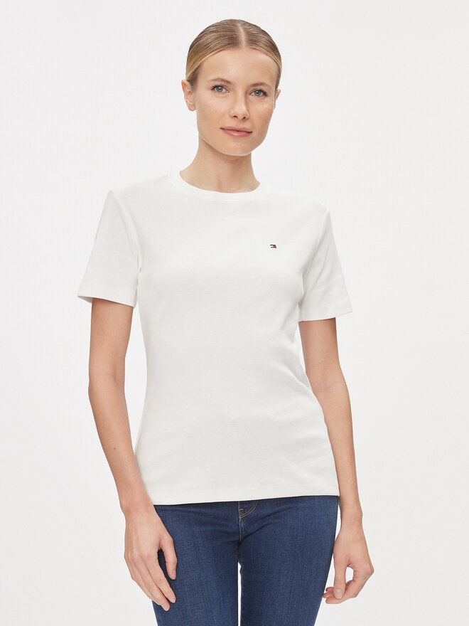 Tommy Hilfiger Tommy Hilfiger Marškinėliai New Cody WW0WW40587 Balta Slim Fit