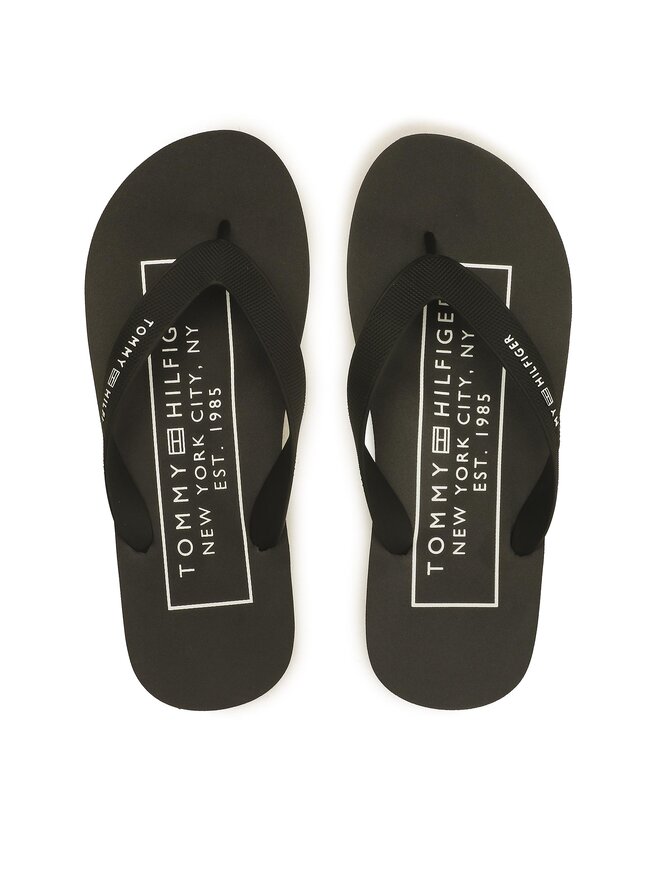 Tommy Hilfiger Zehentrenner Tommy Hilfiger Rubber Hilfiger Beach Sandal FM0FM04468 Schwarz