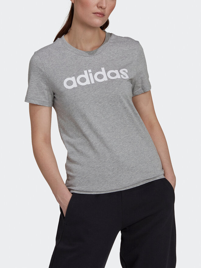adidas adidas Marškinėliai Essentials Logo HL2053 Pilka Slim Fit