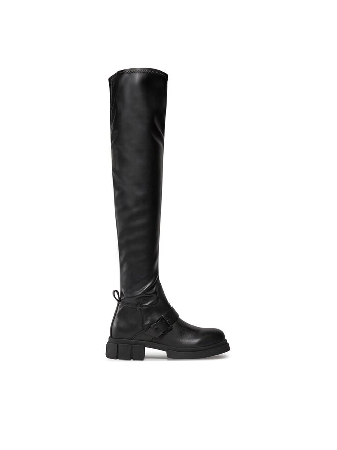 Tommy Hilfiger Stivali sopra il ginocchio Tommy Hilfiger Stretch Monochromatic Longboot FW0FW07611 Nero