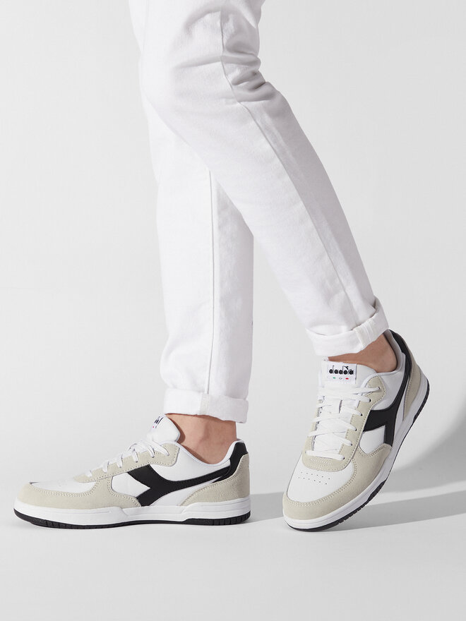 Diadora Raptor High SL Uomo - Scarpe Stringate Alte Colore Nero/Bianco (C1530), Taglia 42 EU