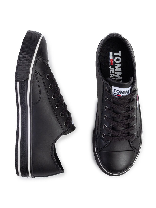 Tommy Jeans Sneakers aus Stoff Tommy Jeans Leather City Sneaker EN0EN00746 Schwarz