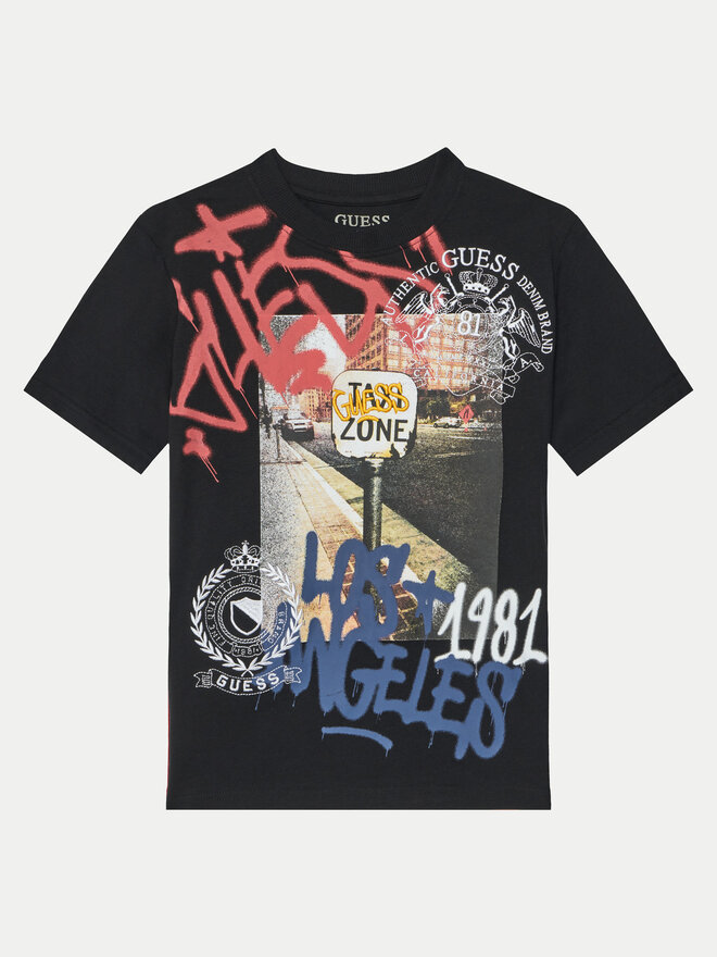 Guess Guess Marškinėliai L5RI11 K8HM4 Juoda Regular Fit