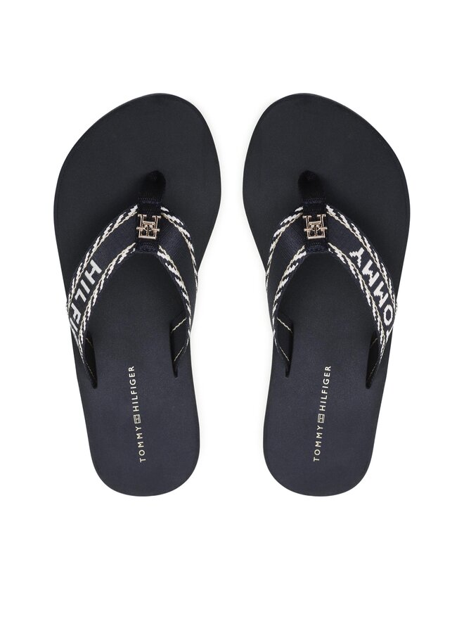Tommy Hilfiger Žabky Tommy Hilfiger Webbing H Wedge Sandal FW0FW07149 Tmavomodrá