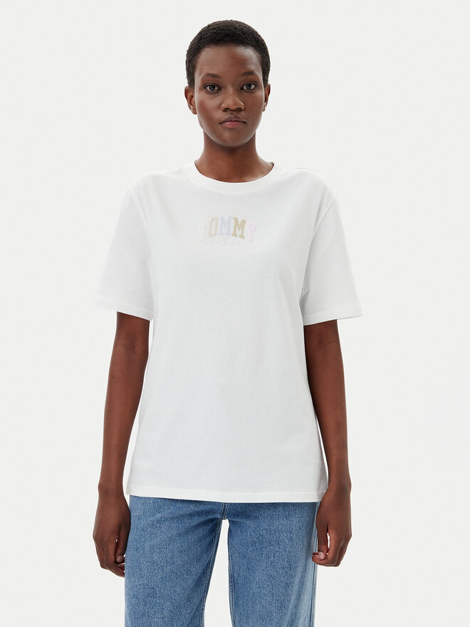 Tommy Jeans Tommy Jeans Majica Color Varsity DW0DW21337 Écru Relaxed Fit