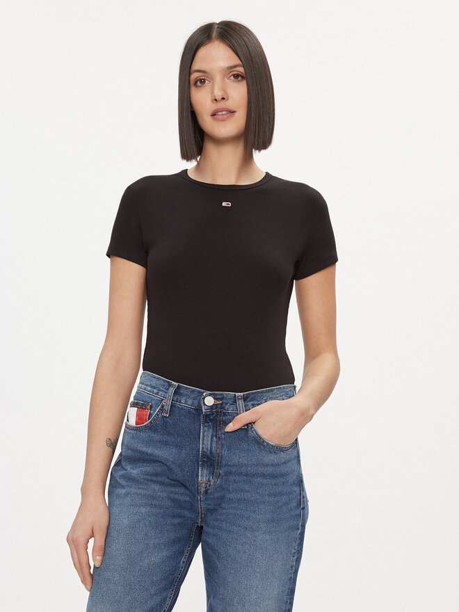 Tommy Jeans Tommy Jeans Marškinėliai Essential DW0DW17383 Juoda Slim Fit