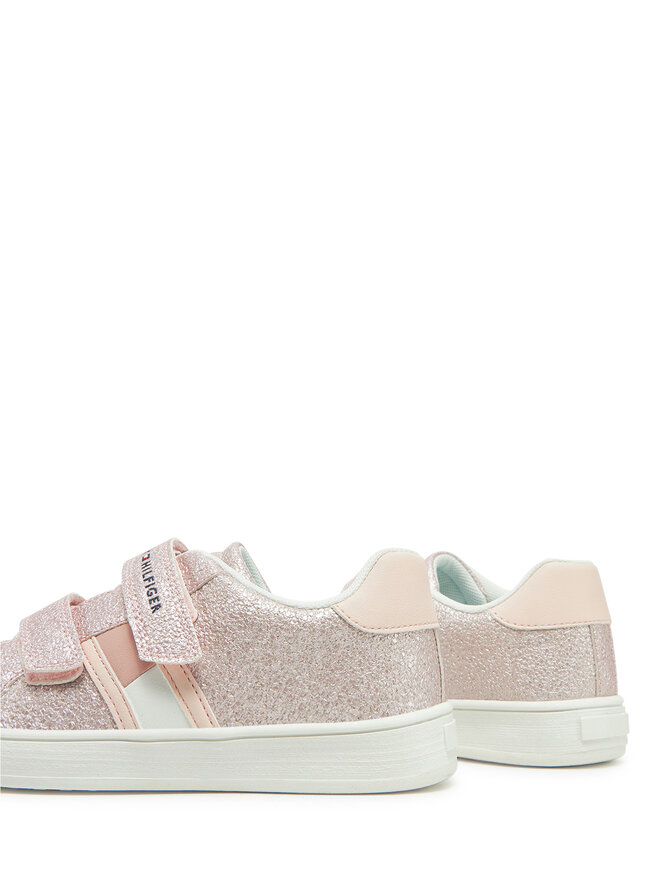 Tommy Hilfiger Сникърси Tommy Hilfiger Flag Low Cut Velcro Sneaker T1A9-33725-0745 S Розов
