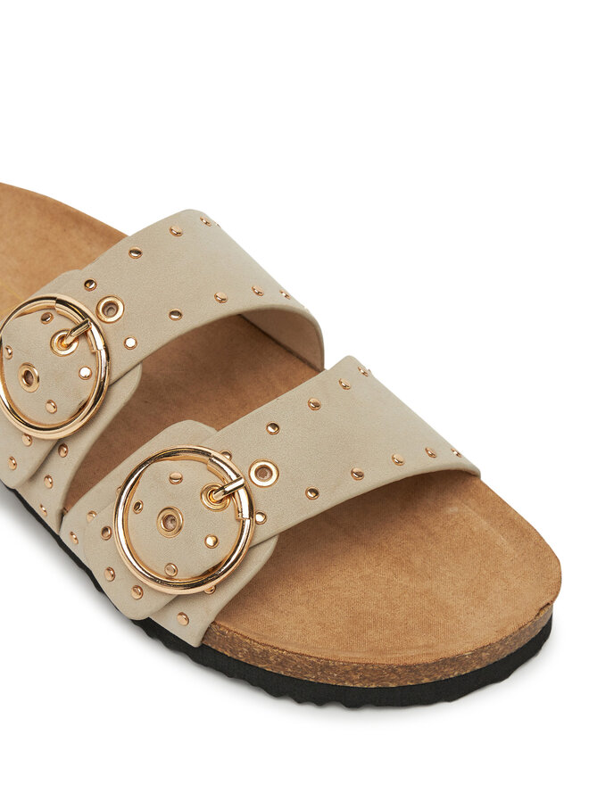 ONLY Shoes Шльопанці ONLY Shoes Onlmaxi-15 Pu Studs Buckle 15341190 Écru