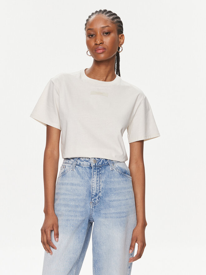 Calvin Klein Calvin Klein Футболка Micro Logo K20K206629 Écru Regular Fit