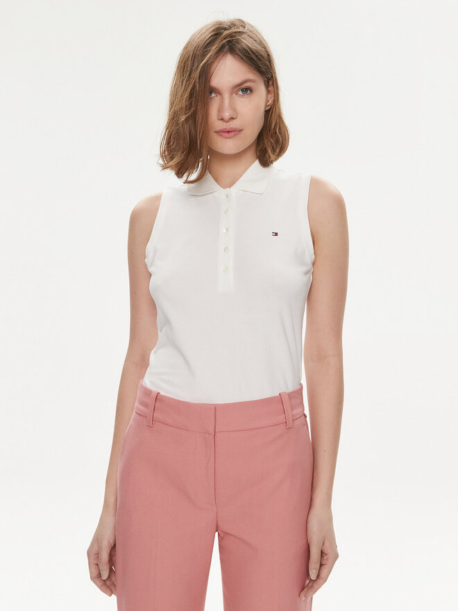 Tommy Hilfiger Tommy Hilfiger Polo marškinėliai 1985 WW0WW41794 Balta Slim Fit
