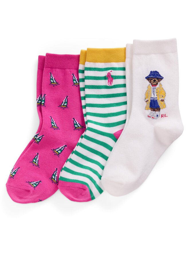 Polo Ralph Lauren Zestaw 3 par wysokich skarpet dziecięcych Polo Ralph Lauren 4,47969E+11 Kolorowy