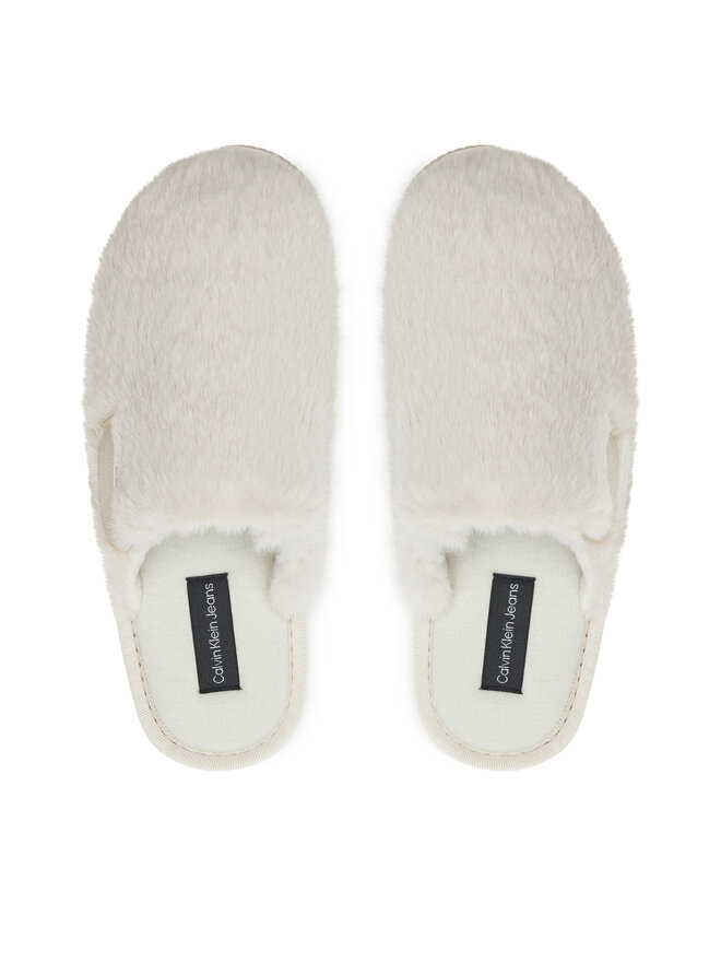 Calvin Klein Jeans Hausschuhe Calvin Klein Jeans Hotel Slipper Fur After Glow YW0YW01593 Écru