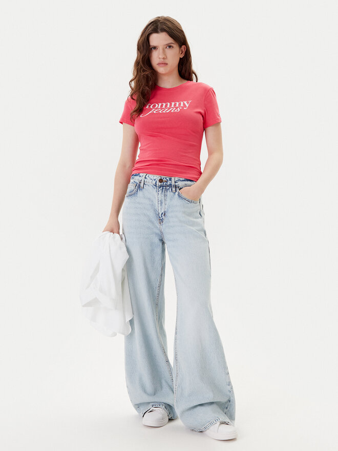 Tommy Jeans Tommy Jeans Póló Essential DW0DW19447 Rózsaszín Slim Fit