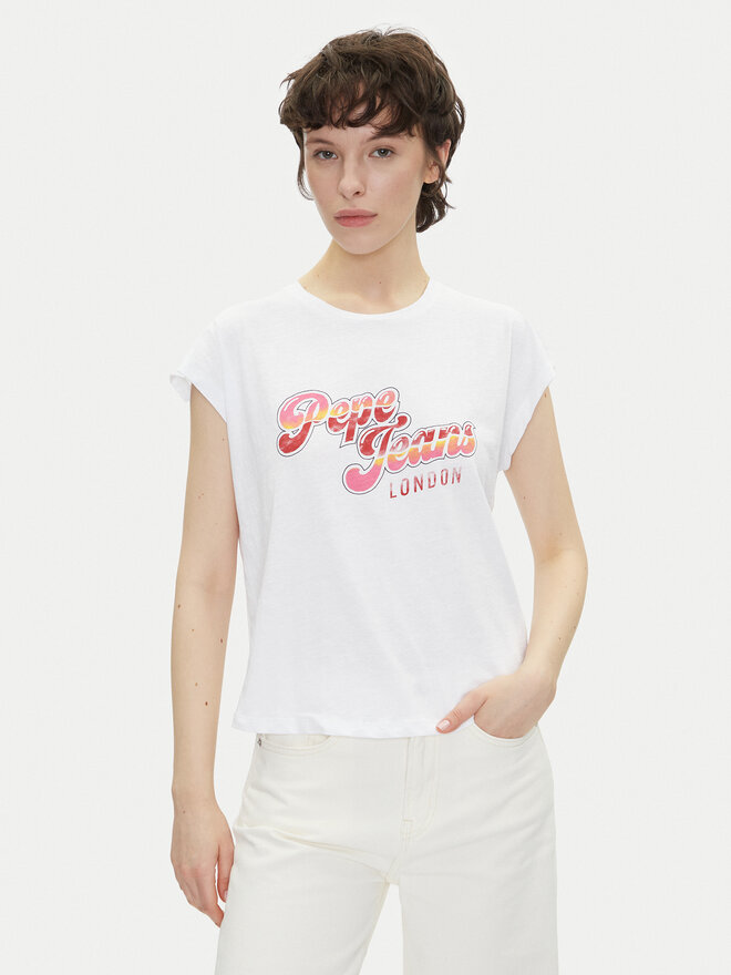 Pepe Jeans Pepe Jeans Marškinėliai Rosalie PL506033 Balta Regular Fit