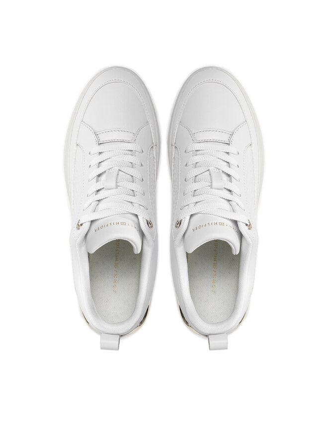 Tommy Hilfiger Laisvalaikio batai Tommy Hilfiger Lux Court Sneaker Monogram FW0FW07808 Balta