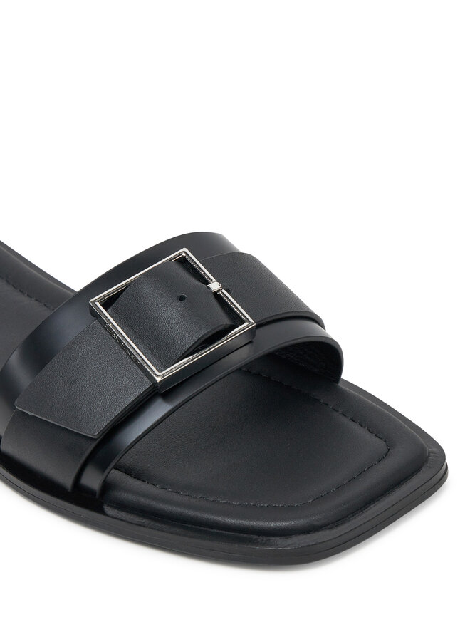 Calvin Klein Παντόφλες Calvin Klein Flat Slide W/Buckle - Lth HW0HW02490 Μαύρο