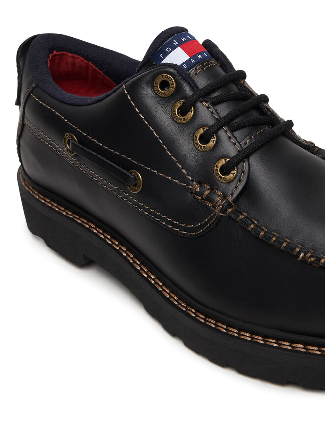 Tommy Jeans Halbschuhe Tommy Jeans Archive '01 Boat Shoe Leather EM0EM01651 Schwarz