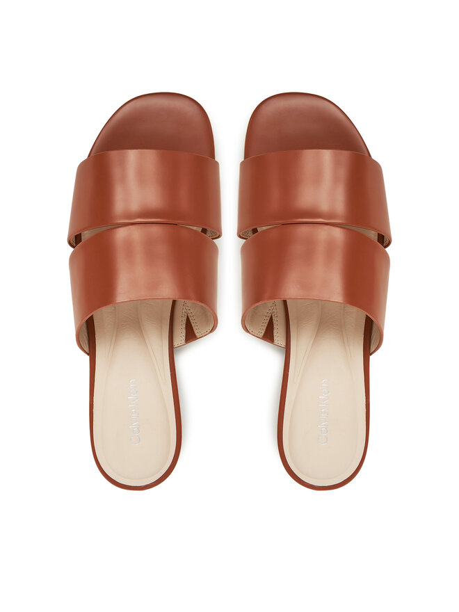 Calvin Klein Pantoletten Calvin Klein Flat Slide - Lth 2 Straps HW0HW02365 Braun