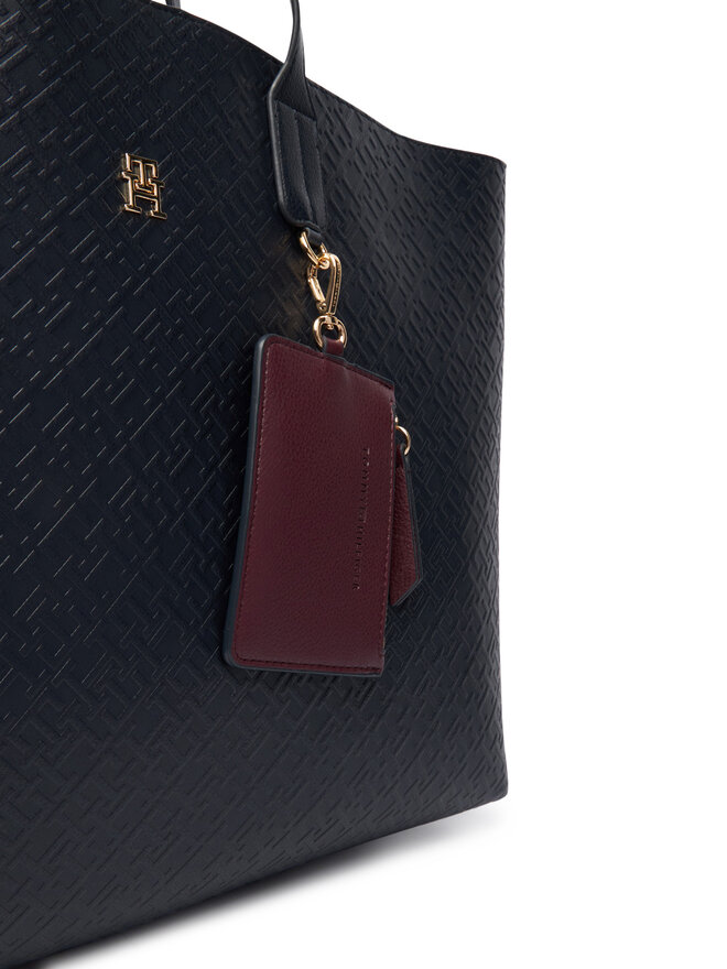 Tommy Hilfiger Handtasche Tommy Hilfiger Th Icon Tote Mono AW0AW18174 Dunkelblau