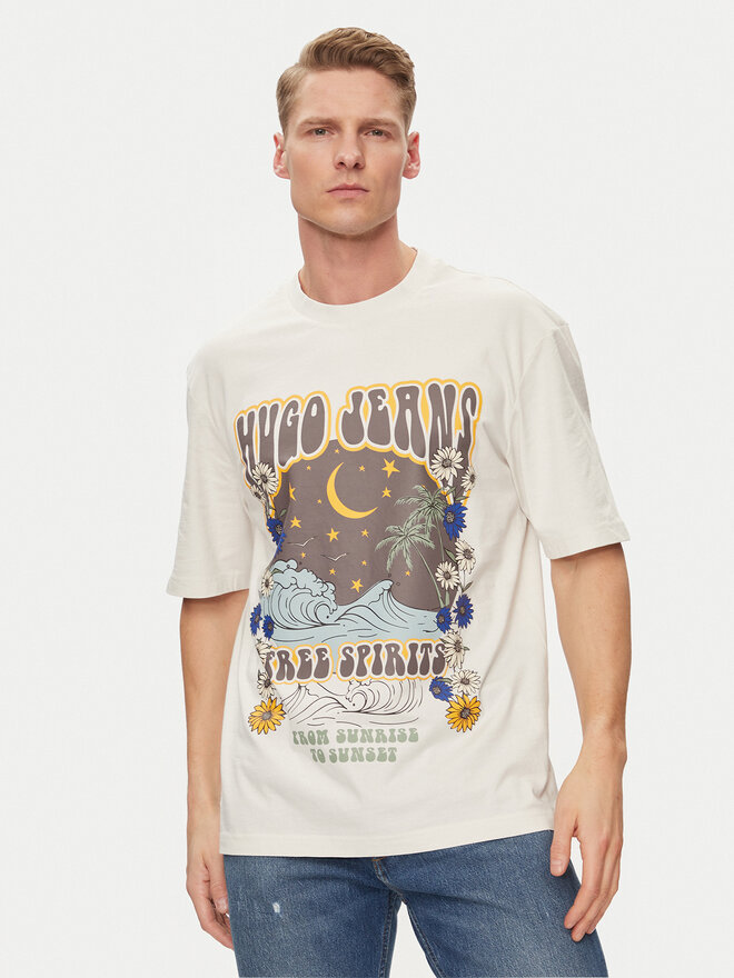 HUGO HUGO Camiseta Nirito 50513199 Écru Regular Fit
