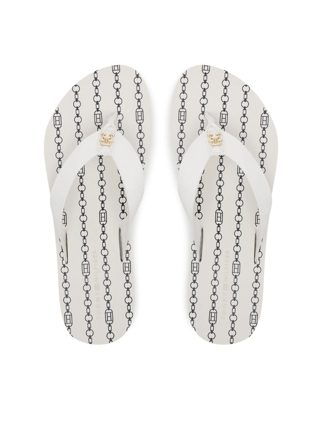 Tommy Hilfiger Chancletas Tommy Hilfiger Th Chain Print FW0FW08514 Blanco