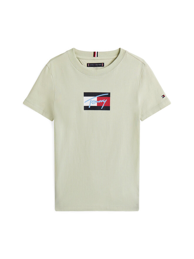 Tommy Hilfiger Tommy Hilfiger Majica Script Flag KB0KB09725 Zelena Regular Fit