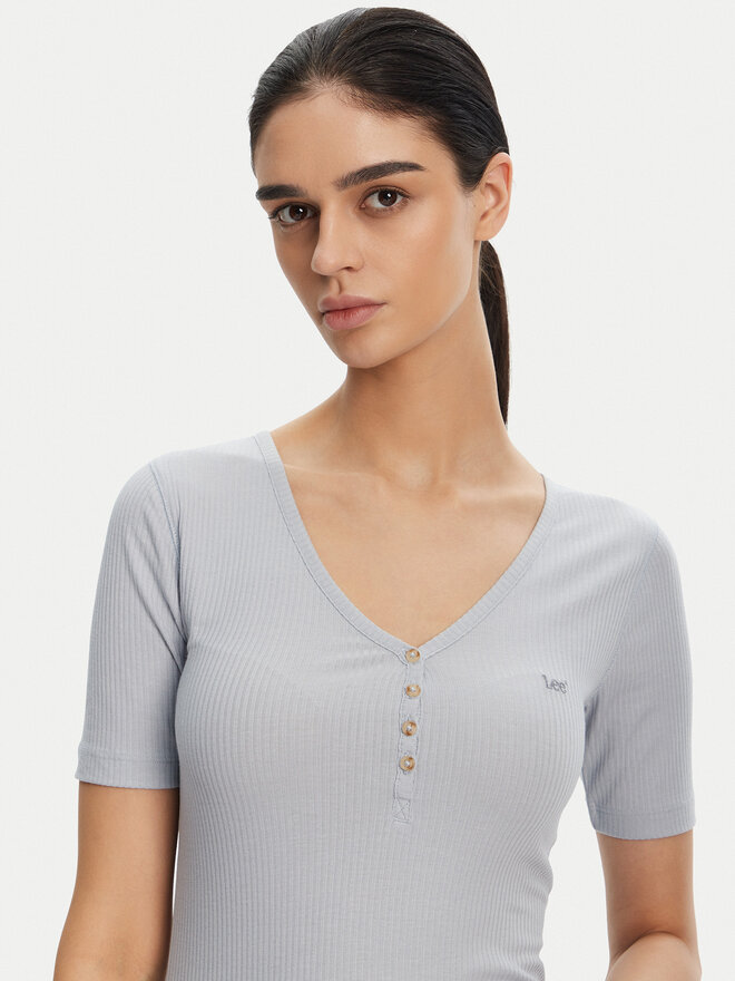 Lee Lee Футболка Henley 112363830 Блакитний Slim Fit