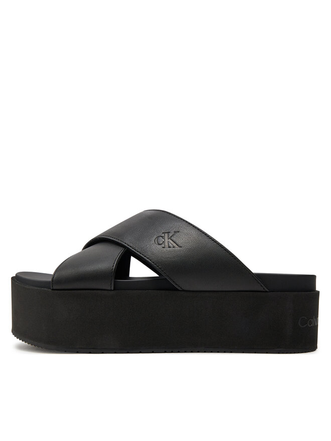 Calvin Klein Jeans Šľapky Calvin Klein Jeans Flatform Cross Mg Uc YW0YW01349 Čierna