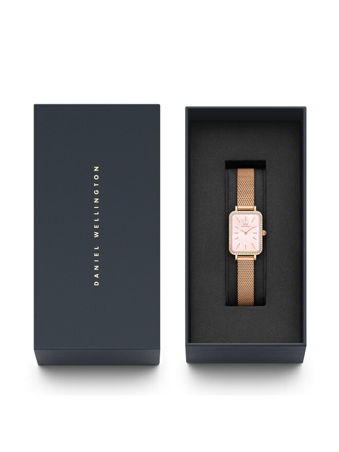 Daniel Wellington Zegarek Daniel Wellington Quadro Mesh DW00100669 Różowe złoto