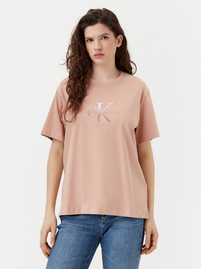 Calvin Klein Jeans Calvin Klein Jeans T-Shirt Monologo J20J224798 Beige Relaxed Fit